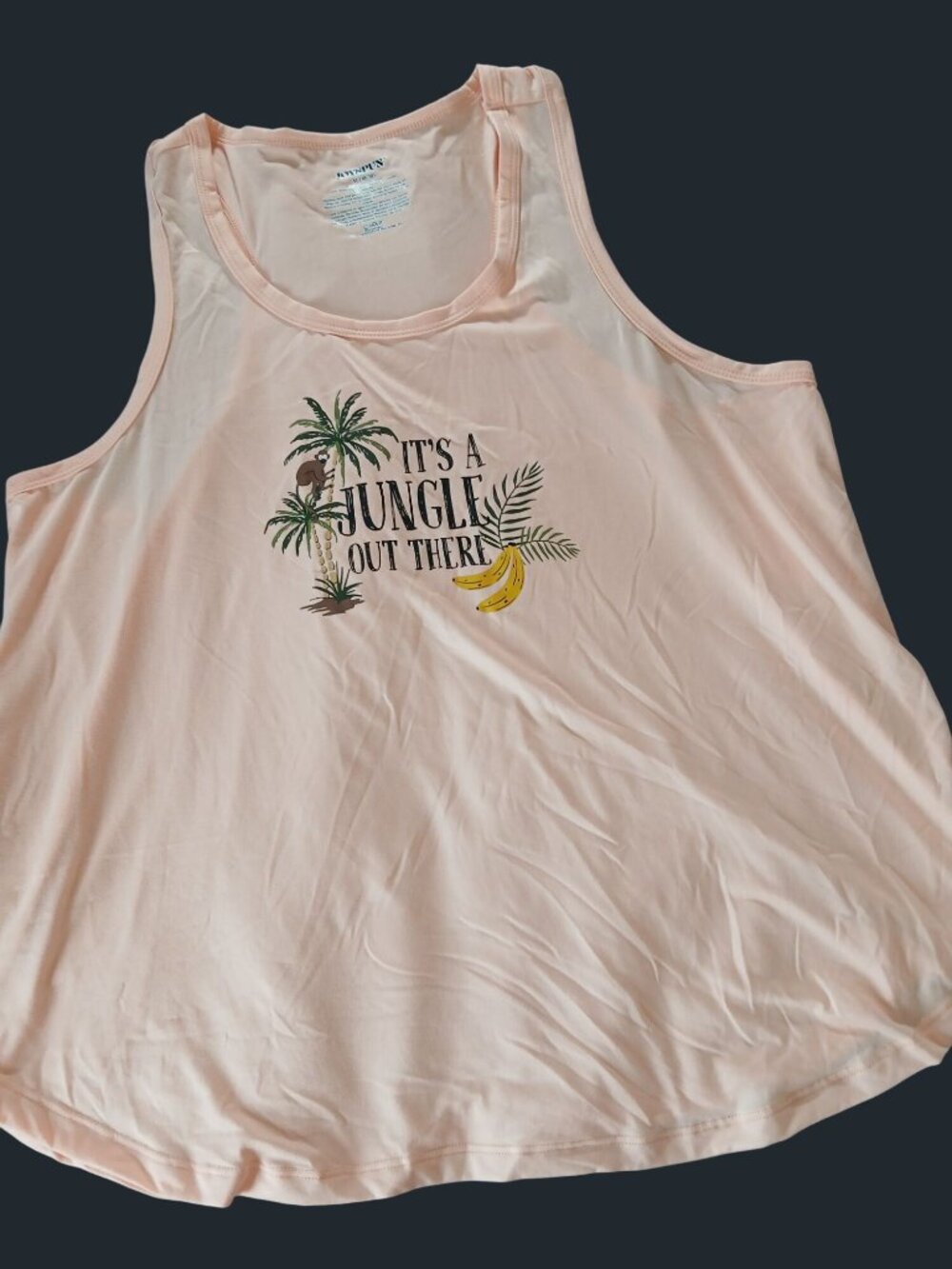 JoySpun Womens Peach Jungle Print Tank Top Shorts Pajamas XL Recycled Poly NWT - Picture 8 of 14